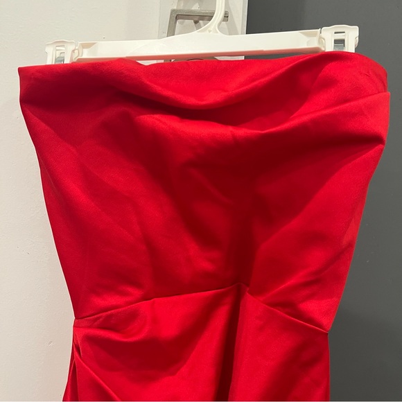 NWT House of CB Maxi Dress Red Satin Adrienne Strapless Holiday Wedding Guest S - Picture 4 of 10